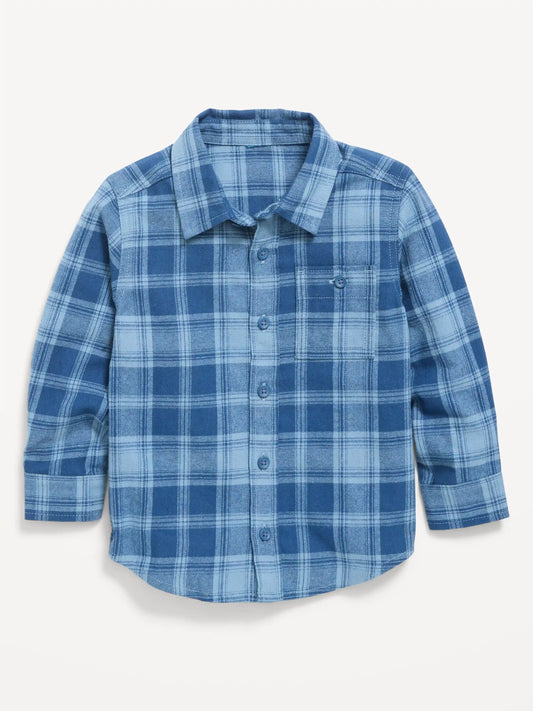 Long-Sleeve Plaid Flannel Shirt for Toddler Boys