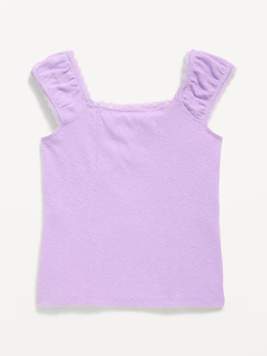 Short-Sleeve Ribbed Top for Girls