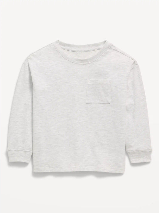 Oversized Long-Sleeve Pocket T-Shirt for Toddler Boys