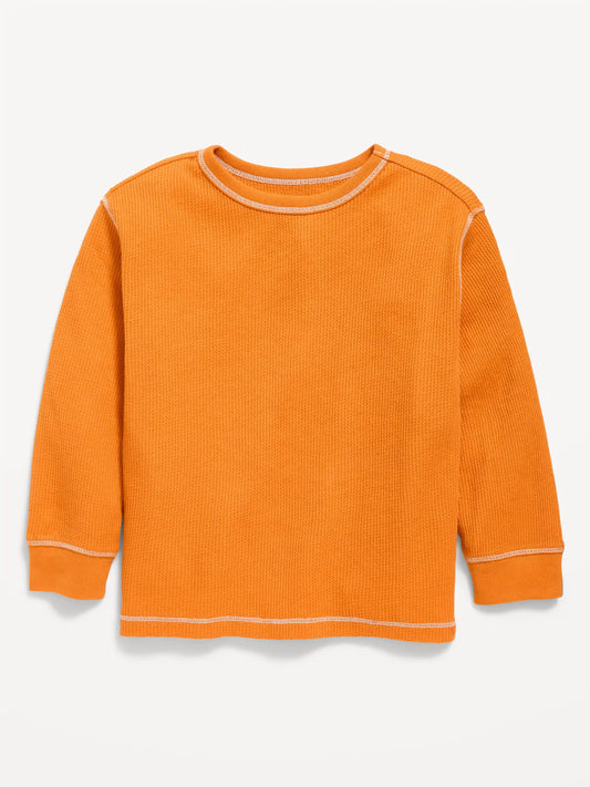 Long-Sleeve Waffle Knit T-Shirt for Toddler Boys