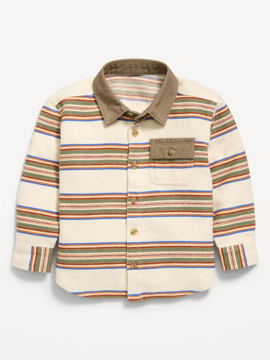 Long-Sleeve Utility Pocket Shirt for Toddler Boys