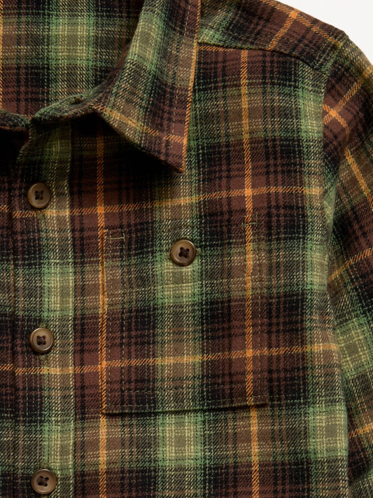 Long-Sleeve Plaid Flannel Shirt for Toddler Boys
