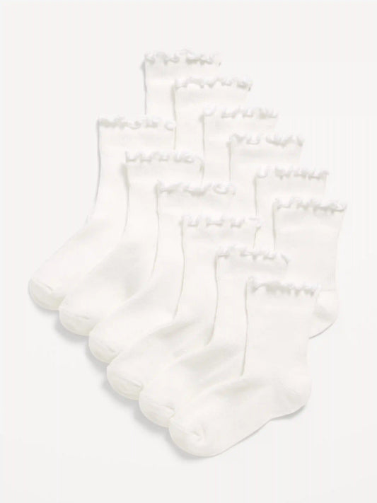 Ruffle-Cuff Crew Socks 6-Pack for Toddler & Baby