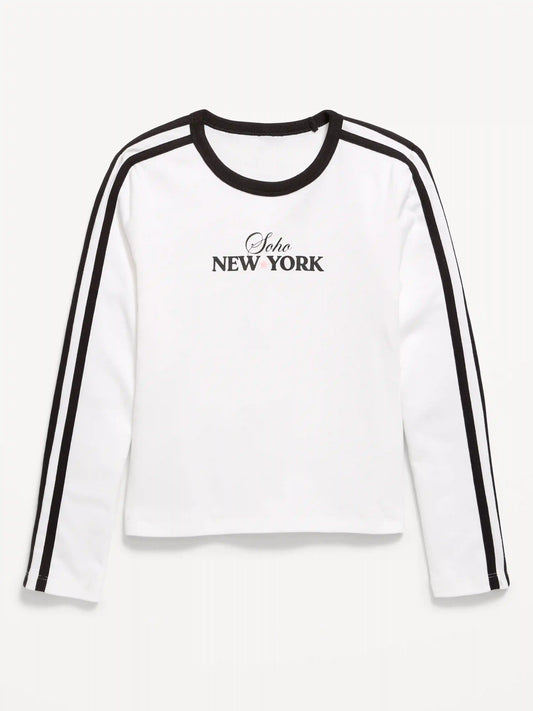 Fitted Long-Sleeve Graphic T-Shirt for Girls
