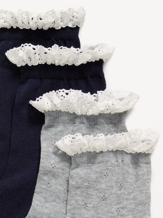 Lace-Trim Crew Sock 2-Pack for Women