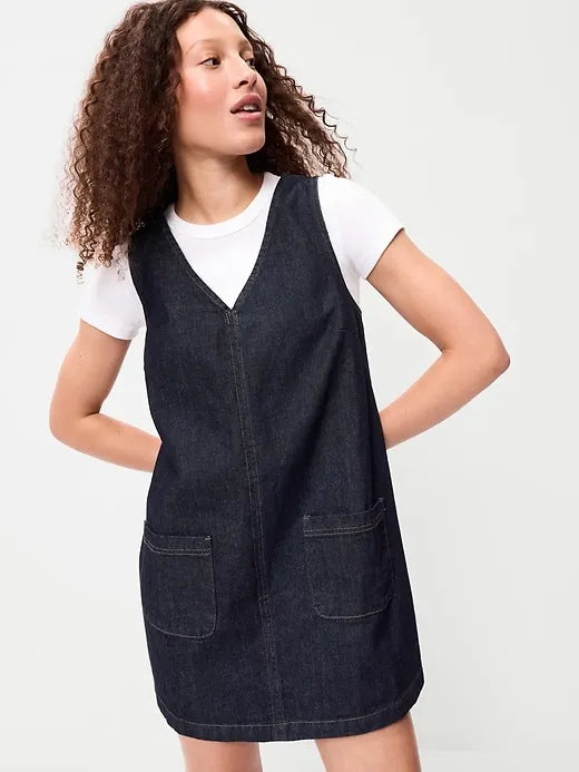 Patch Pocket Denim Mini Dress