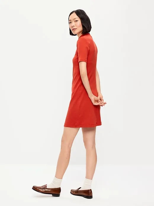 Snug Mock-Neck Bodycon Mini Dress