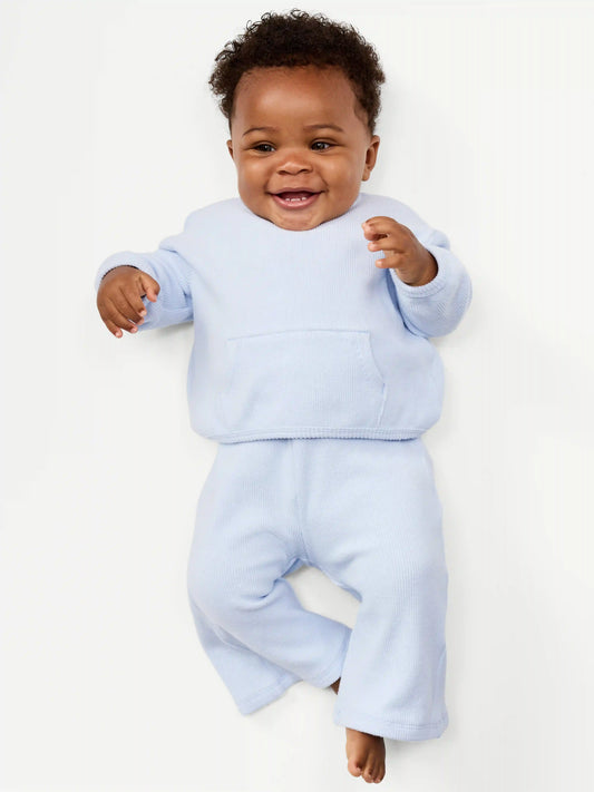 Long-Sleeve Waffle-Knit Pocket Sweatshirt for Baby