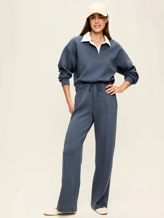 Mid-Rise Dynamic Fleece Textured Wide-Leg Sweatpants