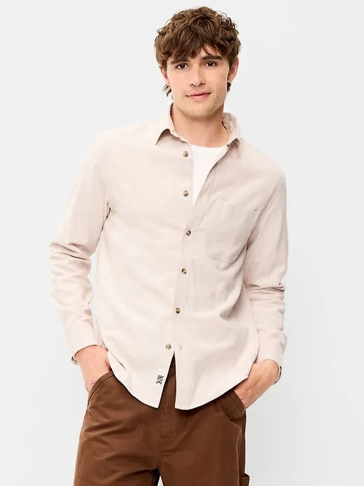Relaxed Long-Sleeve Plaid Flannel Pocket Shirt