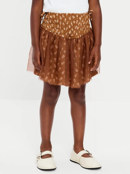 Western Smocked Tulle Skirt for Toddler Girls