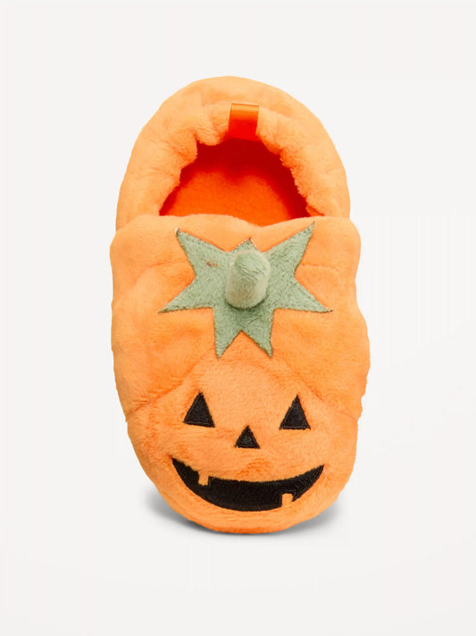 Velour Pumpkin Slippers for Toddler