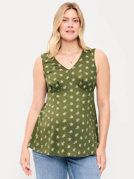 Maternity Sleeveless V-Neck Tie-Back Top