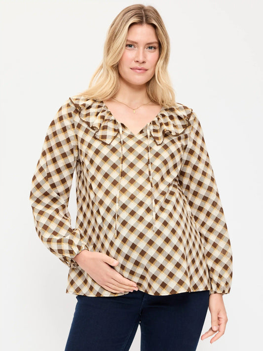Maternity Ruffle-Collar Popover Top