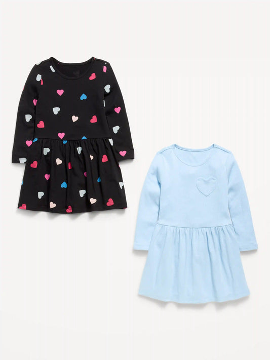 Long-Sleeve Fit and Flare Dress 2-Pack for Toddler Girls