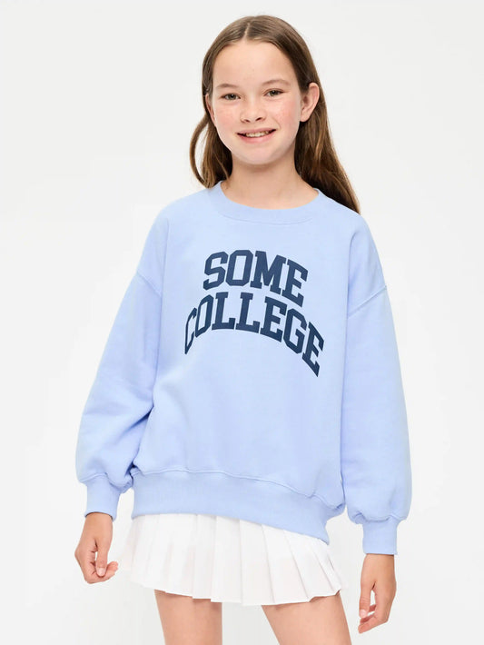 Oversized Graphic Tunic Sweatshirt for Girls