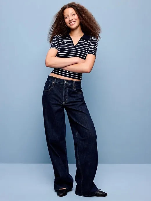 Mid-Rise Slouchy Wide-Leg Jeans