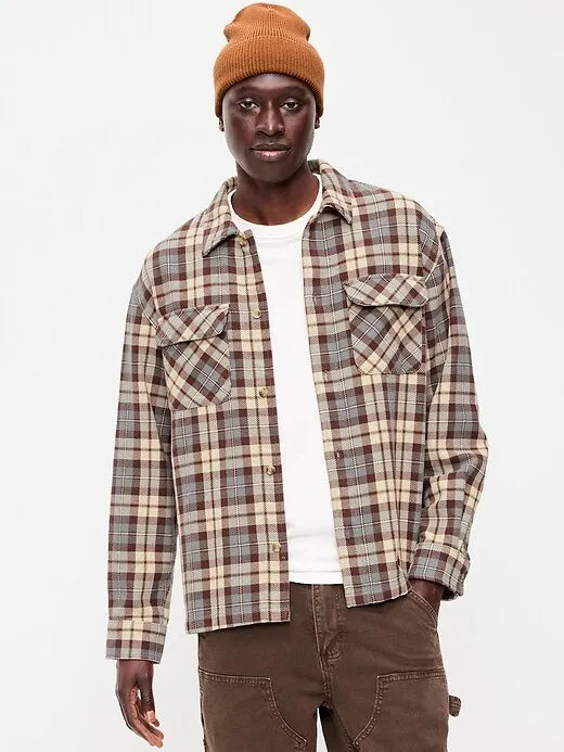 Long-Sleeve Heavyweight Plaid Flannel Pocket Shirt