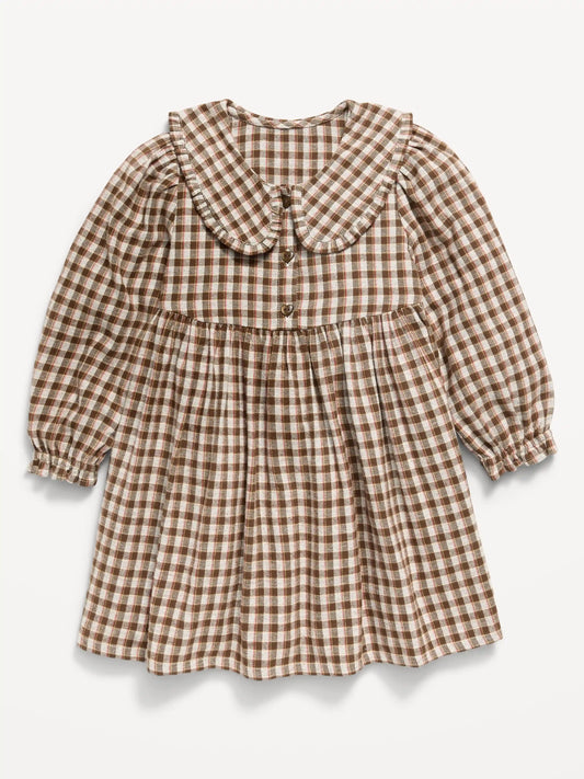 Long-Sleeve Flannel Dress for Toddler Girls