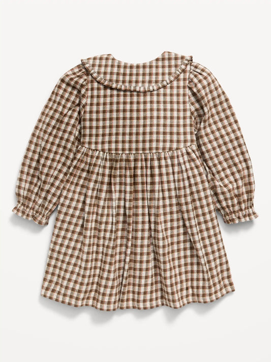 Long-Sleeve Flannel Dress for Toddler Girls