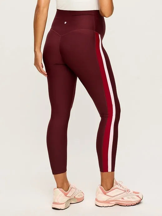 Maternity Full-Panel PowerSoft Striped 7/8 Leggings