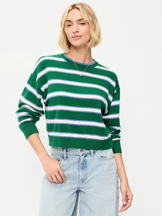 SoSoft Cotton Crew-Neck Cropped Sweater