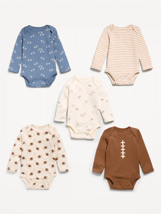 Long-Sleeve Bodysuit 5-Pack for Baby