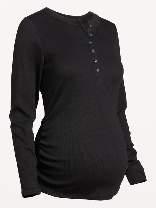 Maternity Long-Sleeve Henley T-Shirt