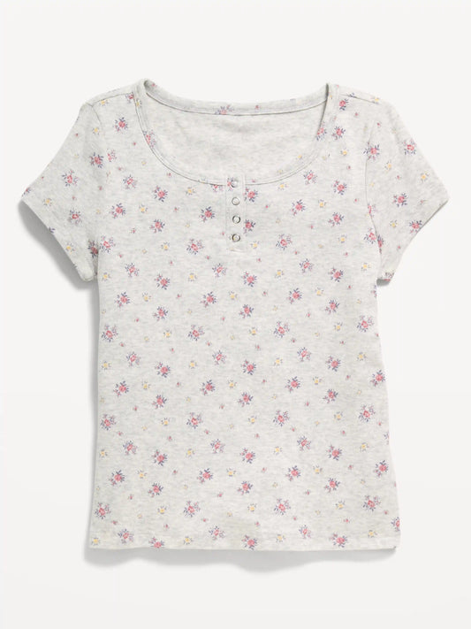 Short-Sleeve Henley Top for Girls