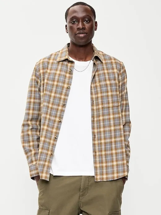 Relaxed Long-Sleeve Plaid Flannel Pocket Shirt