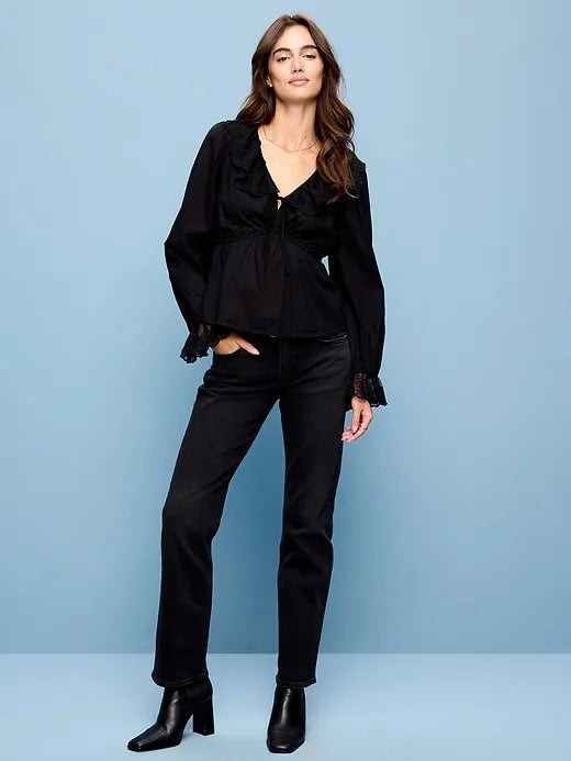 Mid-Rise Straight Leg Jeans