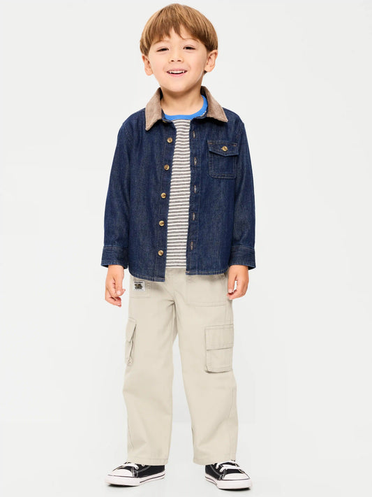 Long-Sleeve Utility Pocket Shirt for Toddler Boys