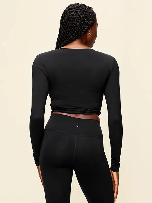StudioSmooth Long-Sleeve Wrap Top