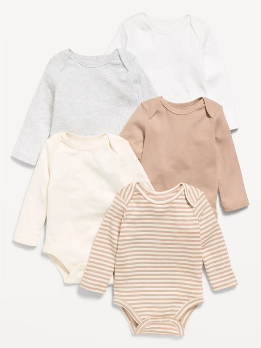 Long-Sleeve Bodysuit 5-Pack for Baby