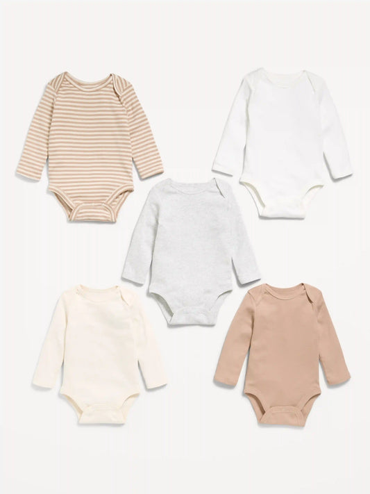 Long-Sleeve Bodysuit 5-Pack for Baby