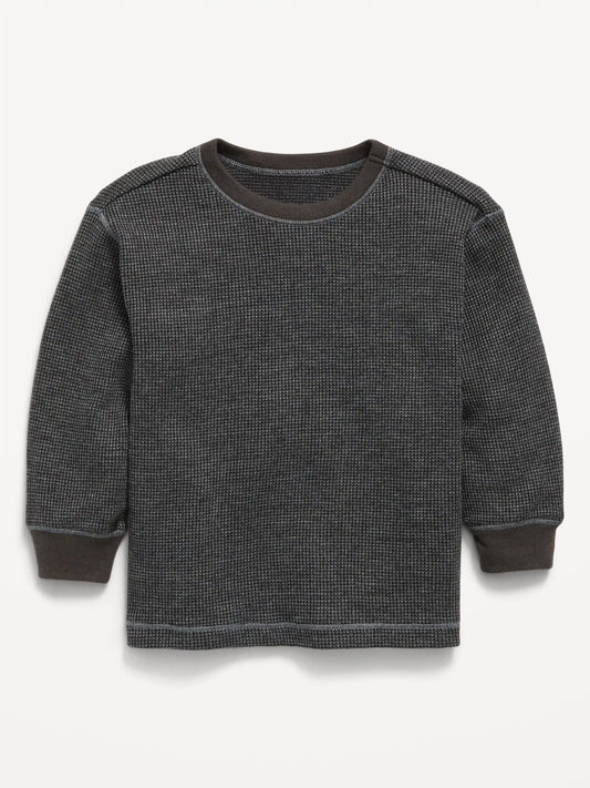 Long-Sleeve Waffle Knit T-Shirt for Toddler Boys