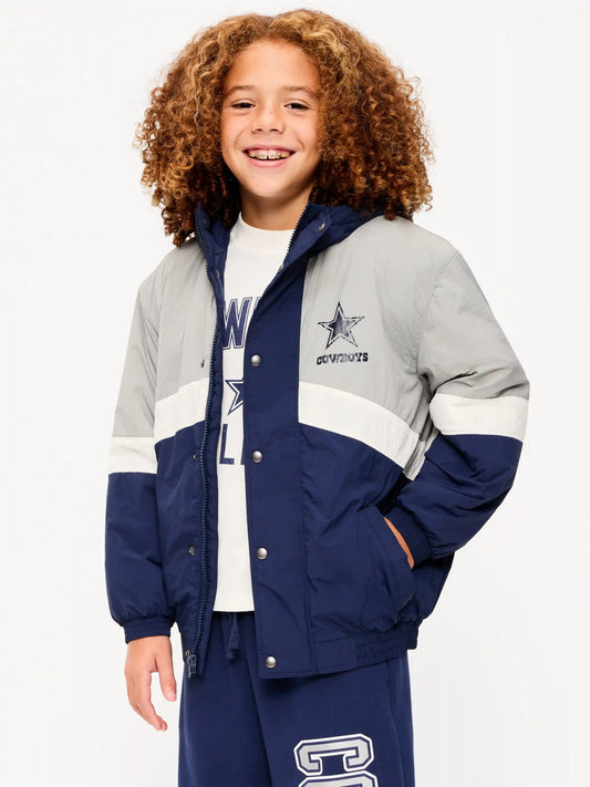 New York Jets Oversized Crinkled Hooded Jacket for Boys